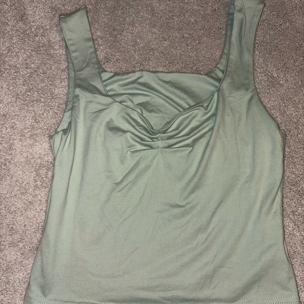 SHEIN Sage Green Scoop Neck Tank Top